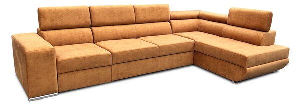 Narożnik rozkładany, kanapa narożna 330/200 cm Jerry I relax , ruchome zagłówki tkanina Premium