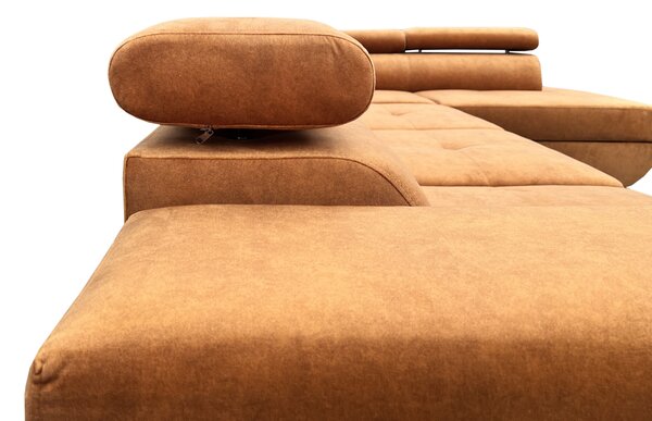 Narożnik rozkładany, kanapa narożna 330/200 cm Jerry I relax , ruchome zagłówki tkanina Premium