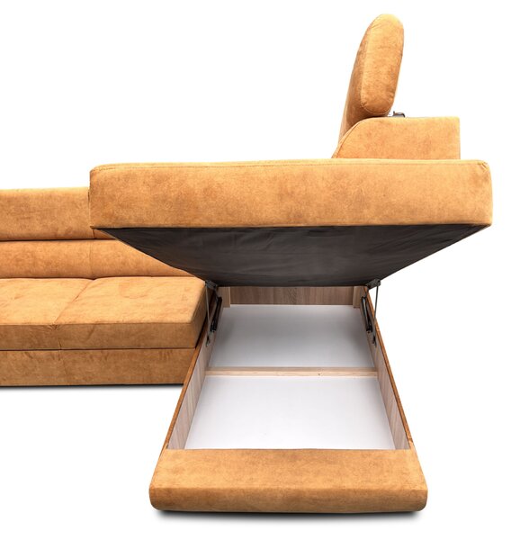 Narożnik rozkładany, kanapa narożna 330/200 cm Jerry I relax , ruchome zagłówki tkanina Premium