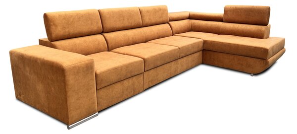 Narożnik rozkładany, kanapa narożna 330/200 cm Jerry I relax , ruchome zagłówki tkanina Premium
