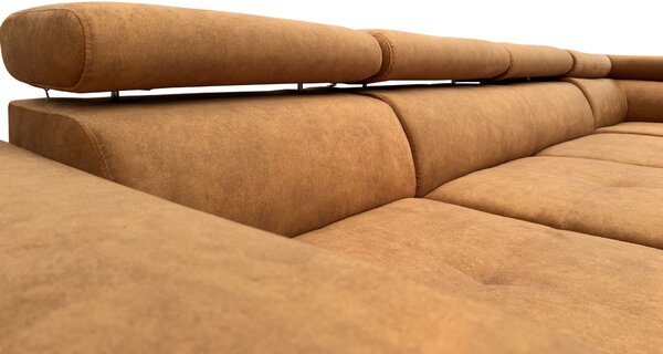 Narożnik rozkładany, kanapa narożna 330/200 cm Jerry I relax , ruchome zagłówki tkanina Premium