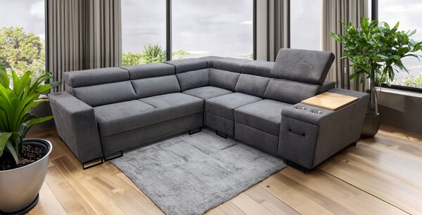Narożnik Zeus IV 270/250cm z relaxem elektrycznym, uchwyty na kubki