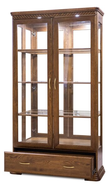 Witryna dębowa witryna szklana Classic 1 2D1S szerokość 110 cm