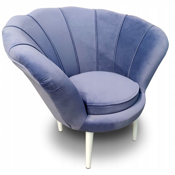 Fotel muszla w tkaninie welurowej, fotel Magnolia w stylu glamour