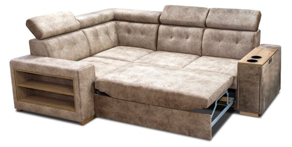 Narożnik do salonu 270/210 cm Leon +barek, uchwyty na półki
