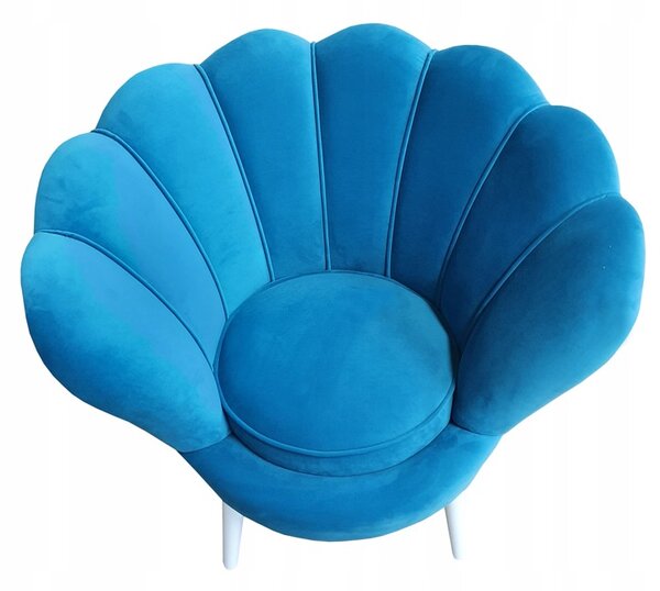 Fotel muszla w tkaninie welurowej, fotel Magnolia w stylu glamour