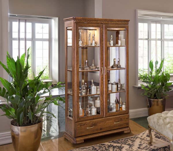 Witryna dębowa witryna szklana Classic 1 2D1S szerokość 110 cm