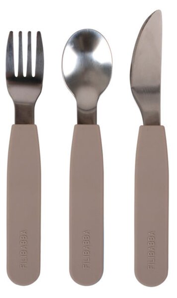Filibabba Silikonowy zestaw sztućców 3szt. Warm Grey