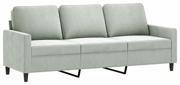 Sofa 3-osobowa, jasnoszara, 180 cm, tapicerowana aksamitem