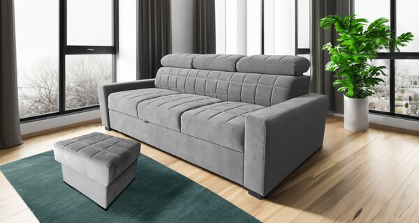 Sofa Charlie III Pik z otwieraną pufą, pikowana