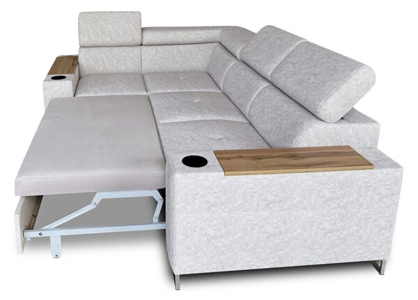 Mały funkcjonalny narożnik 250/170cm Charlie VII 2x uchwyty na kubki, USB+230V
