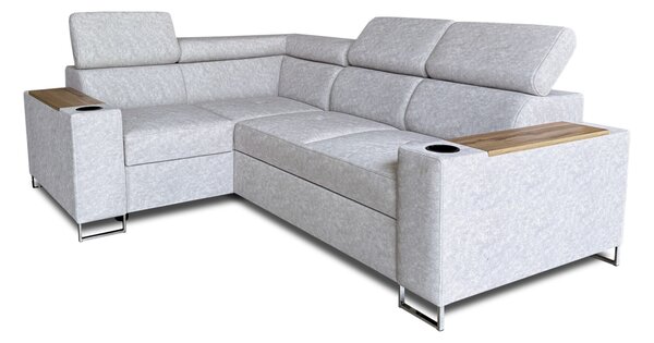 Mały funkcjonalny narożnik 250/170cm Charlie VII 2x uchwyty na kubki, USB+230V