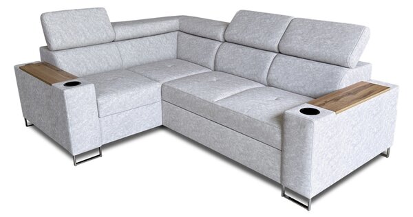 Mały funkcjonalny narożnik 250/170cm Charlie VII 2x uchwyty na kubki, USB+230V