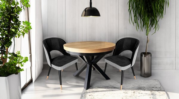 Stół okrągły, stół rozkładany fi 100 + 2x50 cm LOFT