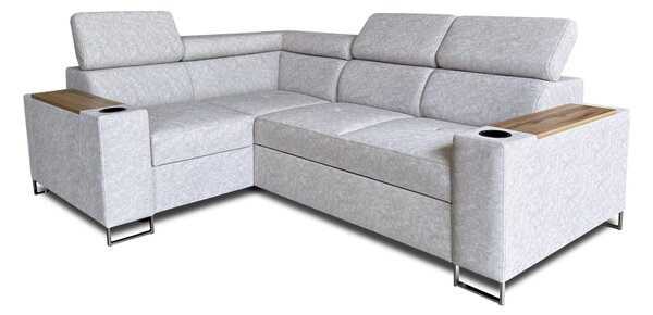 Mały funkcjonalny narożnik 250/170cm Charlie VII 2x uchwyty na kubki, USB+230V