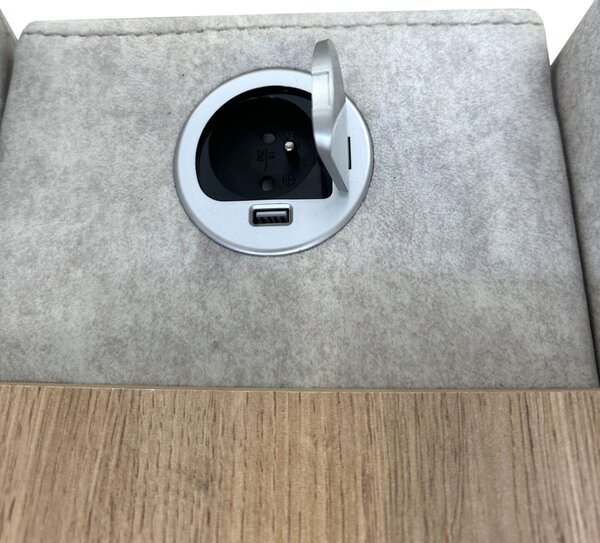 Mały funkcjonalny narożnik 250/170cm Charlie VII 2x uchwyty na kubki, USB+230V