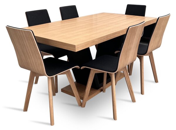 Stół z krzesłami, stół rozkładany 160/90 + 2x40 cm SJ80 + 6 krzeseł Luka