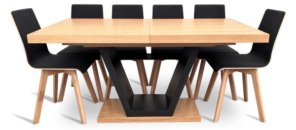 Stół z krzesłami, stół rozkładany 160/90 + 2x40 cm SJ80 + 6 krzeseł Luka