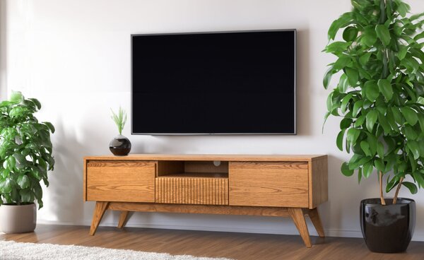 Komoda pod telewizor, szafka RTV dębowa Simi 2D1S1P szerokość 150 cm