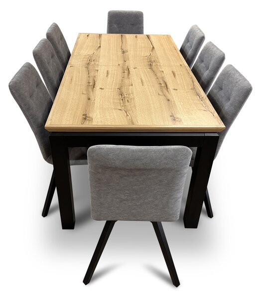 Stół z krzesłami, stół rozkładany Pablo 180/100 + 2x45 cm + 8 krzeseł KW110