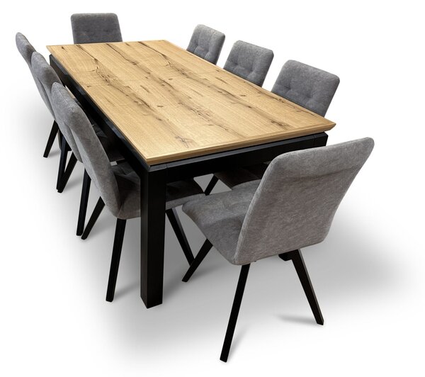 Stół z krzesłami, stół rozkładany Pablo 180/100 + 2x45 cm + 8 krzeseł KW110