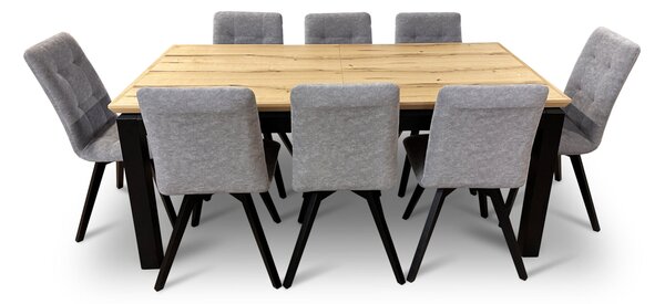 Stół z krzesłami, stół rozkładany Pablo 180/100 + 2x45 cm + 8 krzeseł KW110