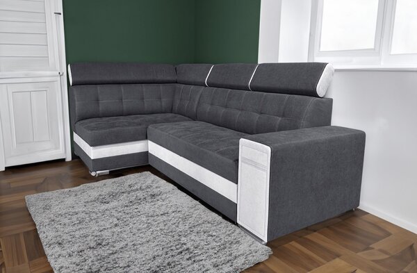 Narożnik rozkładany, kanapa narożna 260/150 cm FELIX XV regulowane zagłówki, tkanina obiciowa