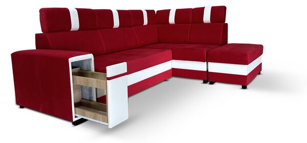 Narożnik rozkładany, kanapa narożna Riva 260x160 + 50 cm pufa