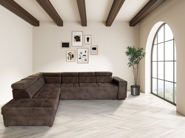 Narożnik rozkładany, kanapa narożna Luton 320x200 + 50 cm pufa