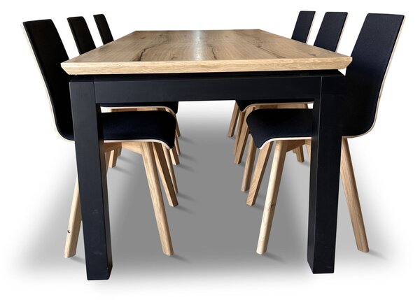 Stół z krzesłami, stół rozkładany Pablo 160/90 + 40 cm + 6 krzeseł Luka