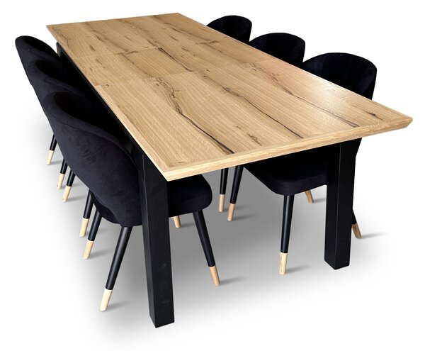 Stół z krzesłami, stół rozkładany Pablo 160/90 + 40 cm + 6 krzeseł KW112