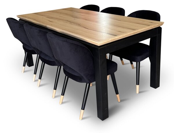 Stół z krzesłami, stół rozkładany Pablo 160/90 + 40 cm + 6 krzeseł KW112