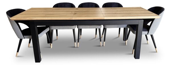 Stół z krzesłami, stół rozkładany Pablo 160/90 + 40 cm + 6 krzeseł KW112