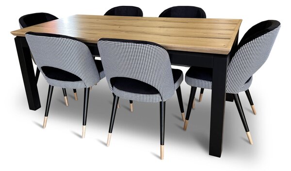 Stół z krzesłami, stół rozkładany Pablo 160/90 + 40 cm + 6 krzeseł KW112