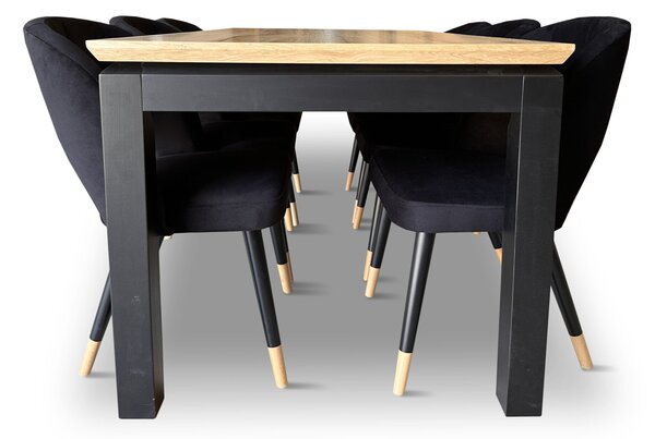Stół z krzesłami, stół rozkładany Pablo 160/90 + 40 cm + 6 krzeseł KW112