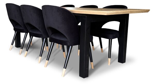 Stół z krzesłami, stół rozkładany Pablo 160/90 + 40 cm + 6 krzeseł KW112