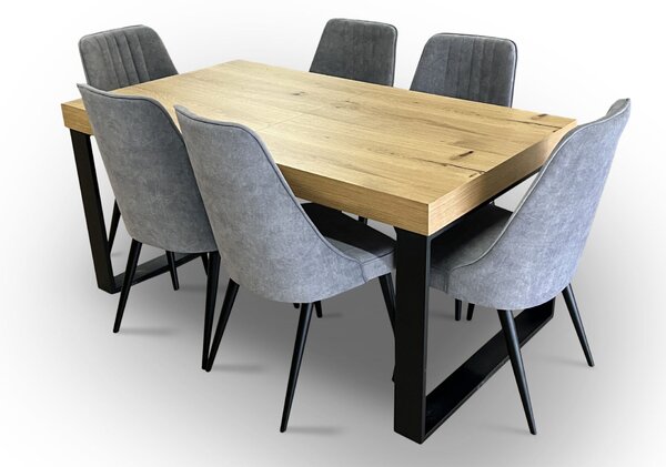 Stół z krzesłami, stół rozkładany 160/88 + 2x40 cm SJ51 + 6 x krzesło KJ kubełek OLO wciągi