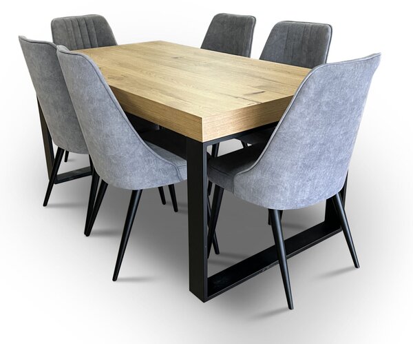 Stół z krzesłami, stół rozkładany 160/88 + 2x40 cm SJ51 + 6 x krzesło KJ kubełek OLO wciągi