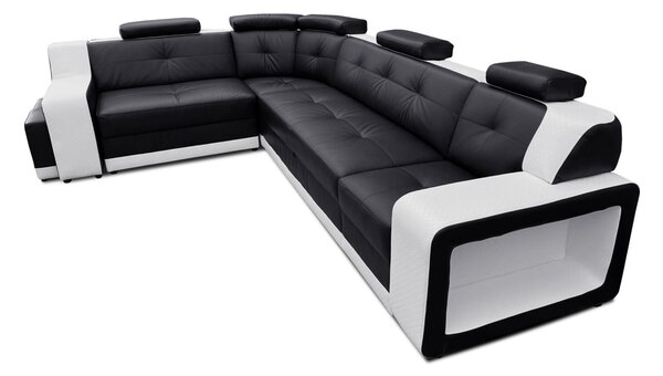 Skórzany narożnik rozkładany, kanapa narożna 320x230 cm Dante III + pufy 100% Skóra naturalna