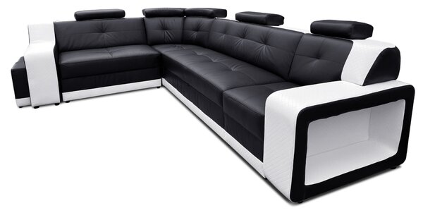 Skórzany narożnik rozkładany, kanapa narożna 320x230 cm Dante III + pufy 100% Skóra naturalna