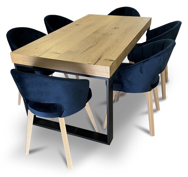 Stół z krzesłami, stół rozkładany SJ51 160/90 + 2x40 cm + 6 krzeseł Kori