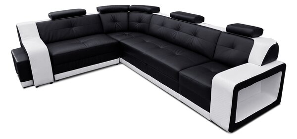 Skórzany narożnik rozkładany, kanapa narożna 320x230 cm Dante III + pufy 100% Skóra naturalna