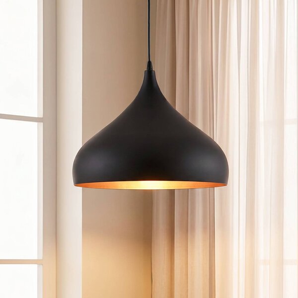 Lampa wisząca Ritana Lindby, możliwość ściemniania, czarny, salon / jadalnia, aluminium, nowoczesny