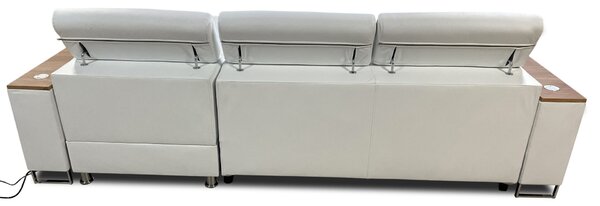 Skórzany narożnik, kanapa narożna 270/210 cm Charlie VIII z barkiem, USB+230V