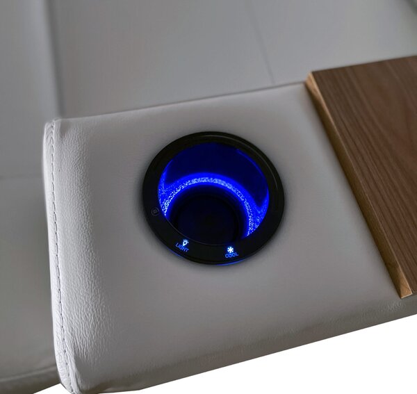 Skórzany narożnik, kanapa narożna 270/210 cm Charlie VIII z barkiem, USB+230V