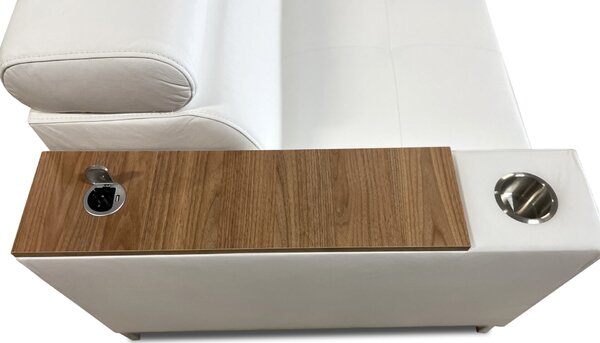 Skórzany narożnik, kanapa narożna 270/210 cm Charlie VIII z barkiem, USB+230V