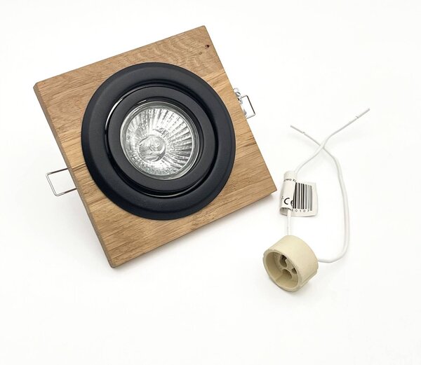 Lampa sufitowa do wbudowania Tobby, 10 x cm, zestaw 3 szt. drewno dębowe GU10 Tobby Lamkur, możliwość ściemniania, jasne drewno, salon / jadalnia, drewno, skandynawski