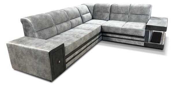 Narożnik rozkładany, kanapa narożna 280/240 cm Cyprus II barek, podświetlenie LED