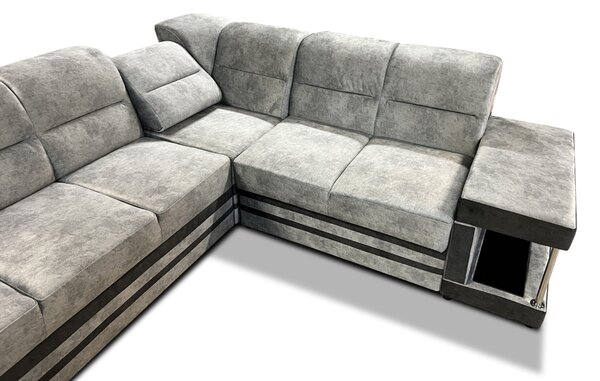 Narożnik rozkładany, kanapa narożna 280/240 cm Cyprus II barek, podświetlenie LED