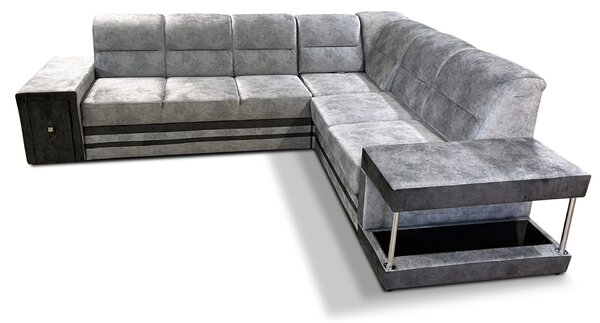 Narożnik rozkładany, kanapa narożna 280/240 cm Cyprus II barek, podświetlenie LED